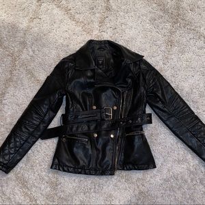 Guess Leather Jacket | Gold Details | Size Small